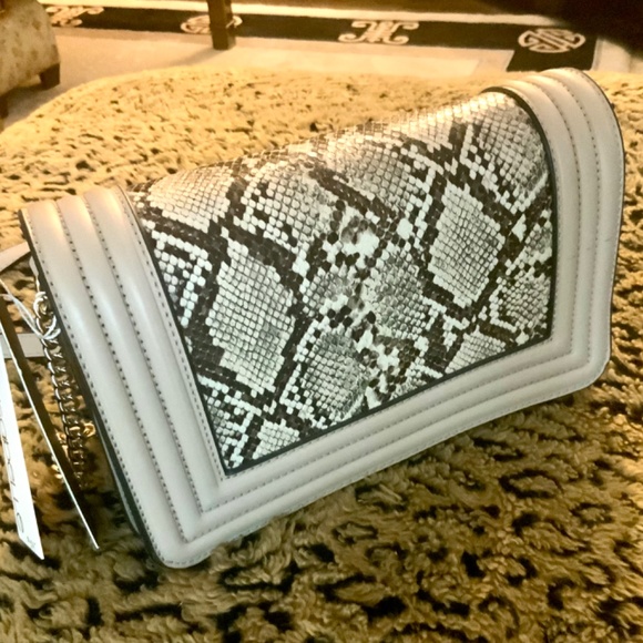 MUSHROOM TAUPE SNAKESKIN PRINT CHIC HANDBAG⭐️ SHOULDER BAG/ CROSSBODY NWT - Picture 7 of 8